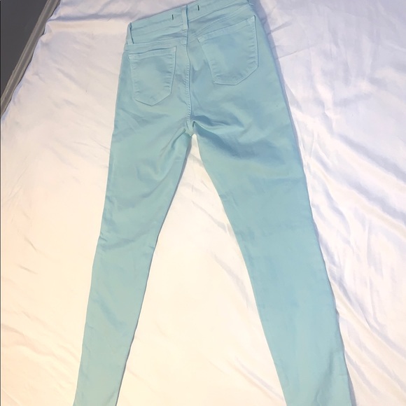 J Brand Skinny Leg Mid Rise Twill Pants in Aqua - Picture 3 of 8